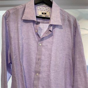 Joseph Abboud Linen Button Down Shirt; Mens Large: Purple